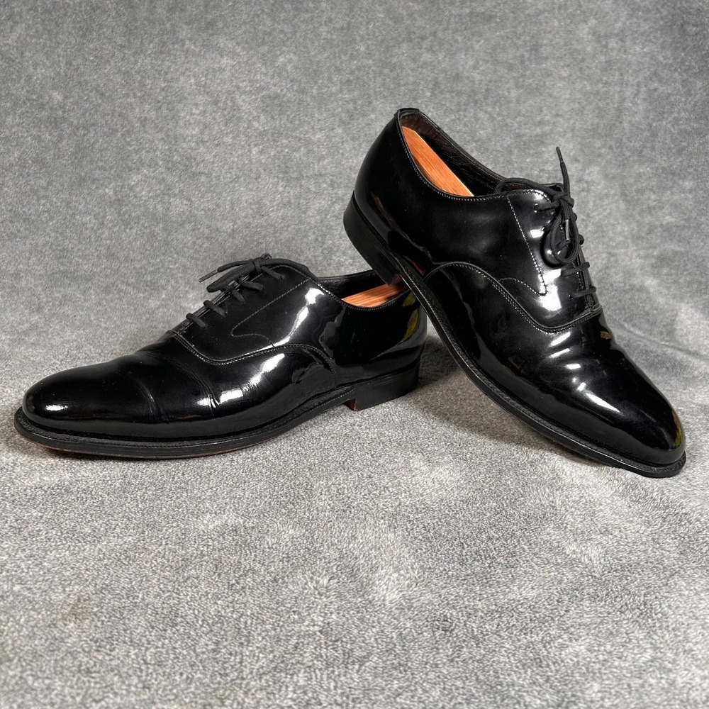 Brooks Brothers Plain Toe Oxford Dress Shoes Men 9D Black Patent Leather England - Picture 7 of 13